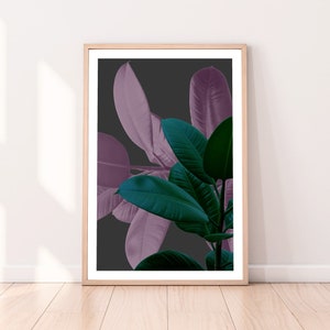 Ficus Rubber Plant Print, Tropical, Modern Art, Digital Download, Greenery, Printable, Poster, Bohemian, Botanical Art