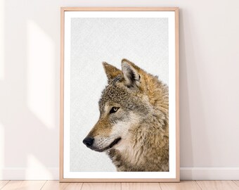 Wolf Print, Animal Art, Printable Large Poster, Colour Photography, Instant Digital Download, Woodland Wall Decor, Nursery Art