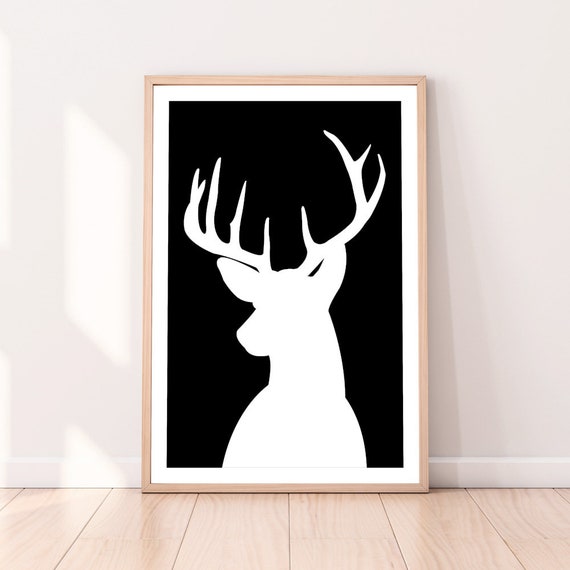 Impresion De Ciervos Decoracion De Pared De La Silueta De Etsy