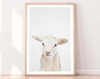 Lamb Print, Nursery Art, Woodlands Animal, Baby Wall Decor, Large Poster, Printable Digital Download, Modern Minimalist, New Baby Gift Idea