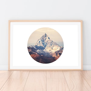 Himalayas Mountains Print, Nature Wall Decor, Wildnerness Art, Tibetan, Minimalist Photography, Snow Peak, Printable Digital Download