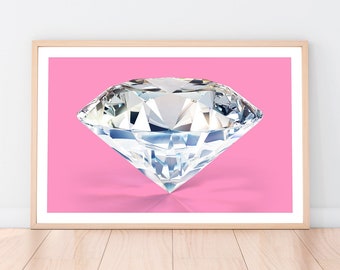 Diamond Print, Pink Wall Decor, Modern Art, Printable Poster, Instant Digital Download, Art Deco, Photo