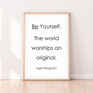 Ingrid Bergman Print, Famous Quote Art, Black and White Poster, Digital Download, Typography Wall Decor, Hollywood, Modern Minimalist