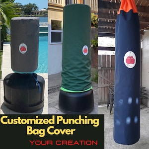 Personalize punching bag cover, made of high quality Cordura fabric - waterproof outdoor/ indoor cover for protecting a boxing punching bag.