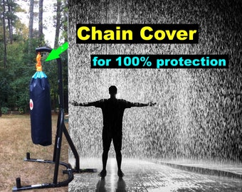 Punching bag chain cover, waterproof 100% protection for bag left completely outdoor without any roof or shelter or trees.