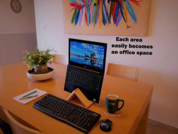 Vertical laptop stand -laptop holder -desk -office desk accessory -dock station -space saving desk-laptop tray-laptop stand wood-ergonomics.