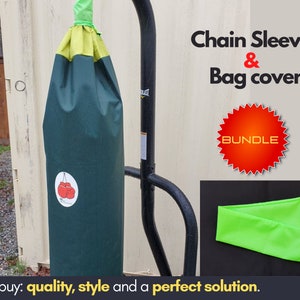 Bundle - Punching bag cover and chain sleeve, waterproof outdoor/ indoor cover for protecting a boxing punching heavy bag, quality and style