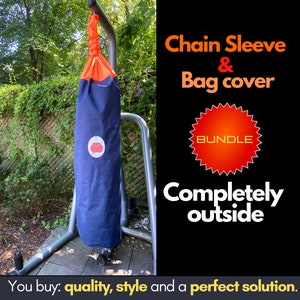 Bundle - Punching bag cover and chain sleeve, waterproof outdoor/ indoor cover for protecting a boxing punching heavy bag, quality and style
