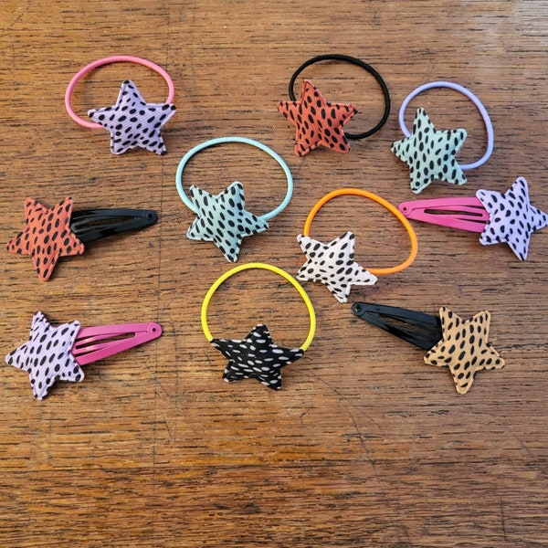 Star kids hair band and hair clips, pink spotty stars luminous hair band sets for kids, summer hair band sets for kids