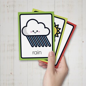 20 tarjetas meteorológicas para niños / imprimir, cortar y aprender tarjetas meteorológicas / tarjetas educativas para niños / tarjetas Montessori imprimibles