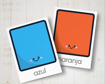 Flashcards Spanish colors for kids - Print, cut and learn Spanish - Printable spanish educational cards for preschool - Montessori inspired
