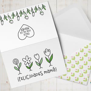 Dia de las Madres printable card, Spanish Mothers Day card, Set of coloring cards for kids, DIY coloring craft for mom, Unique gift for mom