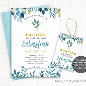 Invitacion bautizo nino, invitaciones bautizo boy, bautizo invitation spanish, bautismo invitacion espanol, blue gold bautizo invitacion