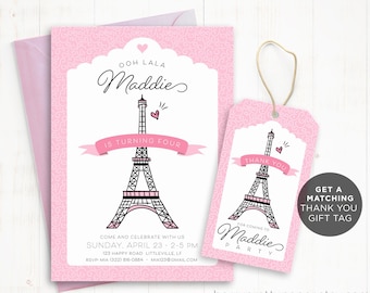 Paris party invitations, Paris theme party, Paris birthday invitation, Eiffel tower invitation, Paris invitation cards