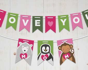 Printable birthday party banner for mom, Paper banner party decor, Banner for Mothers day, Printable moms birthday decor