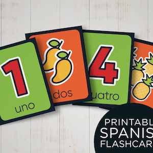 Spanish flashcards to learn numbers 9 to 0 for Kids - Print, Cut and Learn Spanish numbers Flash cards - Educational Material for preschool