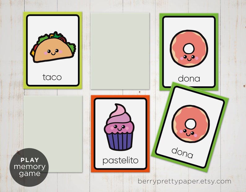 Spanish Food Flashcards for Kids Learn Spanish Flash Cards Etsy Canada