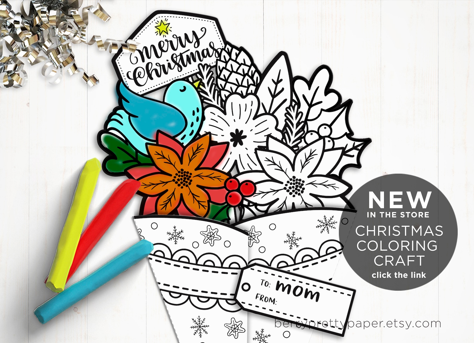 Printable Mothers Day Coloring Card - Bouquet Card for Mom - Fun ...