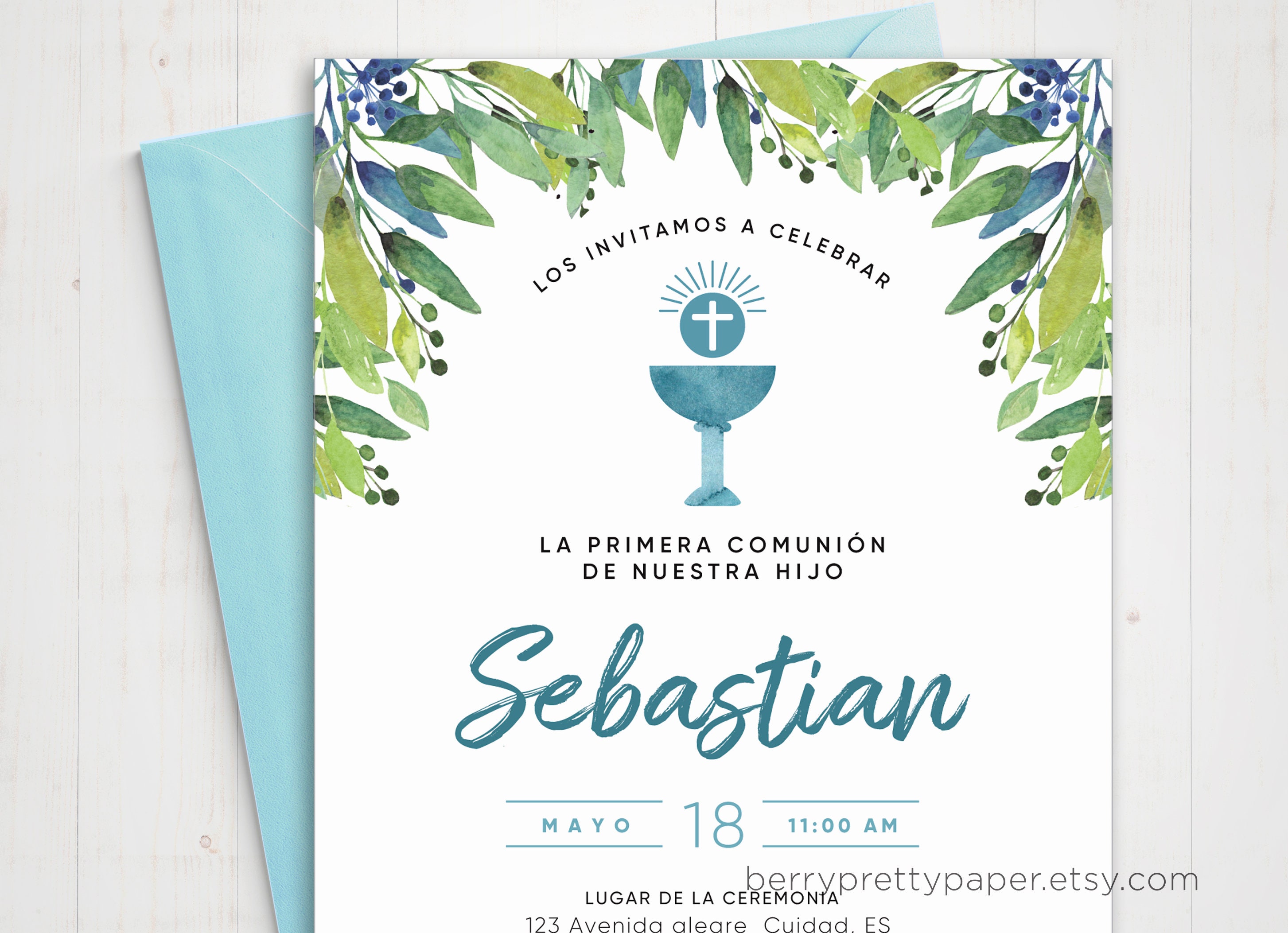 Primera comunion invitacion nino comunion caliz First Etsy