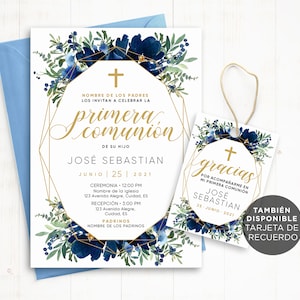 Primera comunion invitacion imprimible, Primera communie nino, communie uitnodiging spaans, comunion invitaciones digital