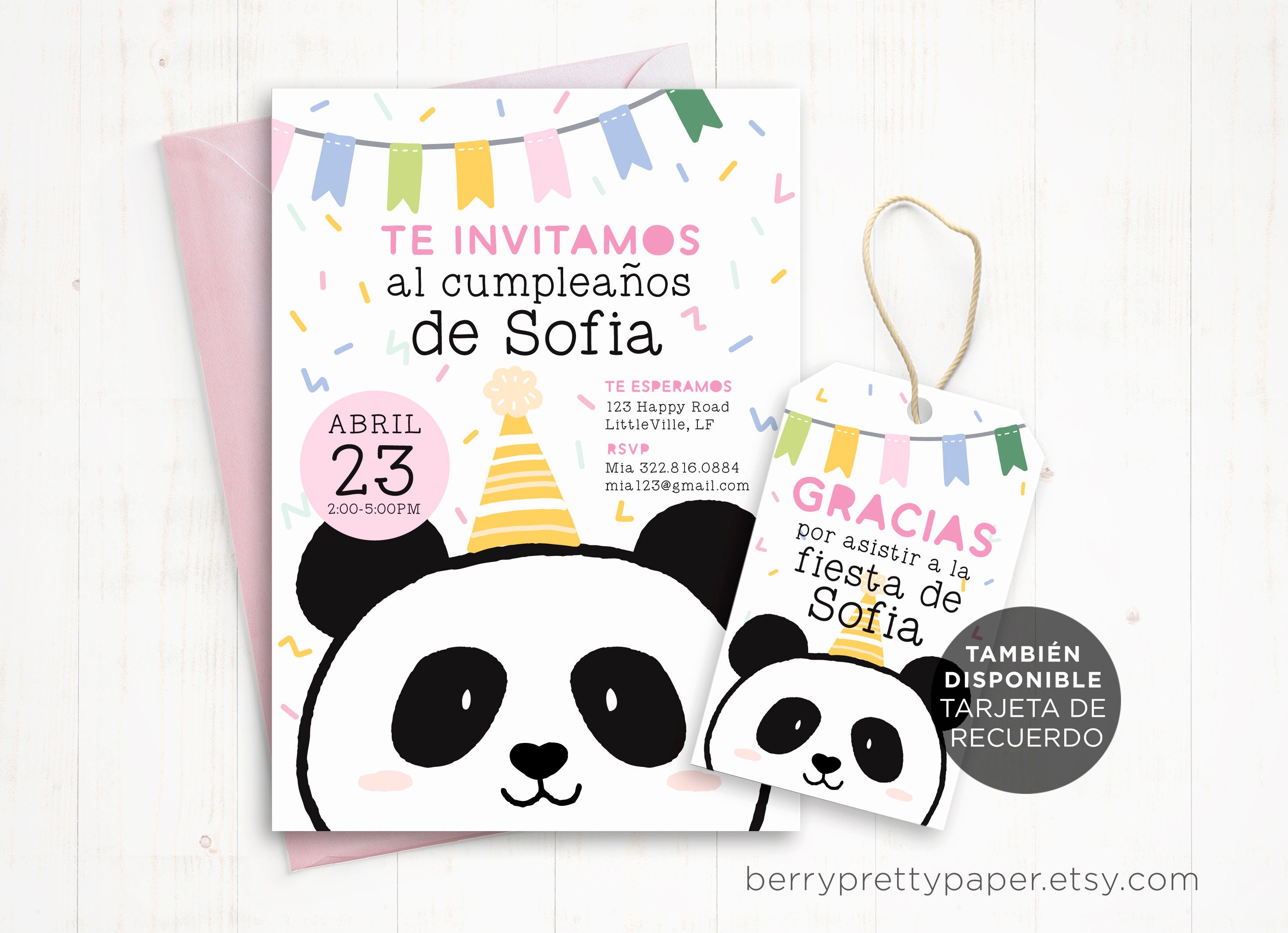 cuerno Inadecuado raqueta Invitacion De Cumpleanos Nina Panda Party Invitacion Digital - Etsy