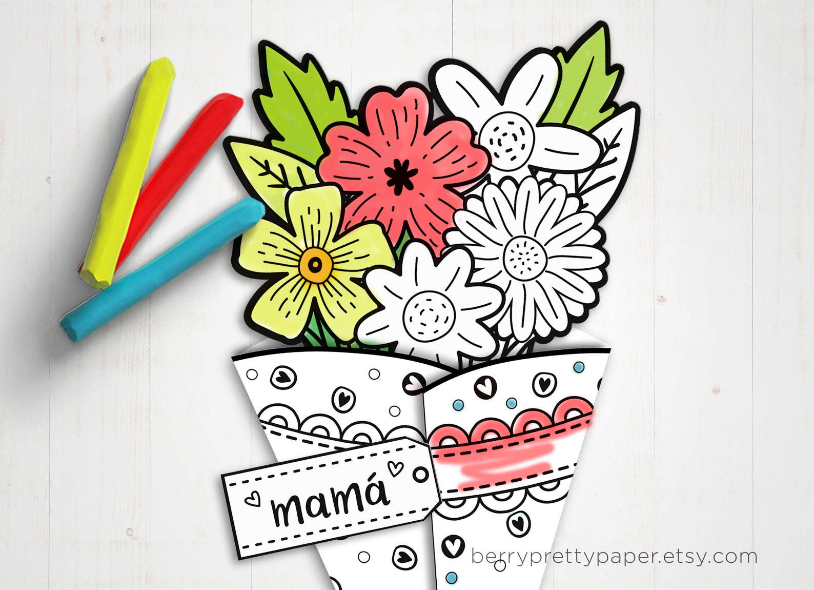 Dia De Las Madres Card Printable, Spanish Mothers Day Flowers Card ...