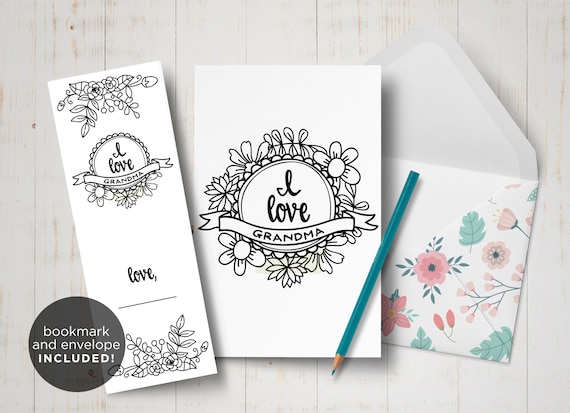 Grandma Mothers day printable card, I love Grandma card, craft for classroom, homemade crafts to Grandma, Printable coloring card