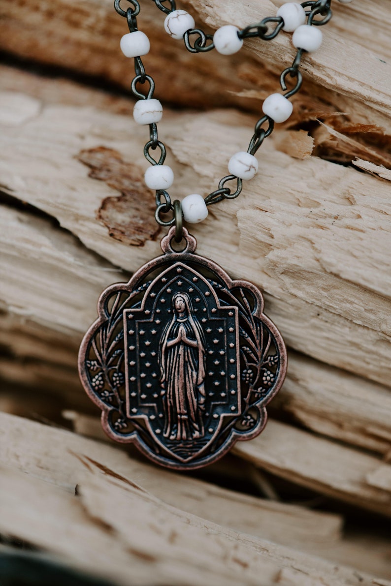 Bronze Marian Medal double necklace Etsy
