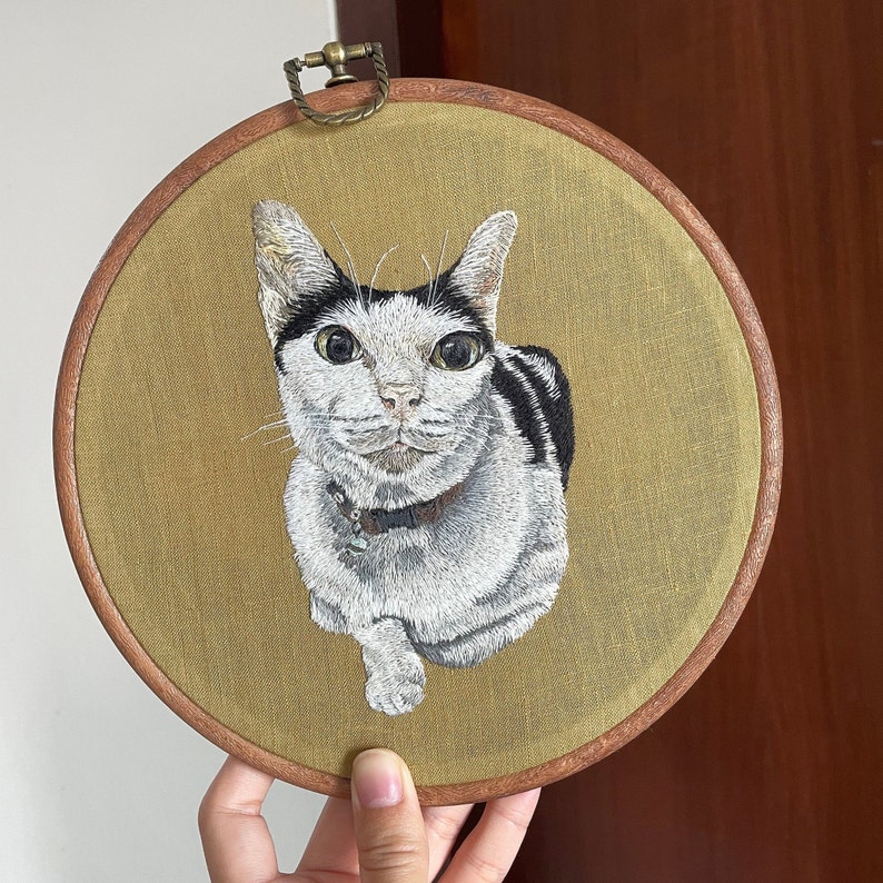 pet portrait, embroidery pet portrait, embroidery portrait, hand embroidery, pet painting, pet loss, family pet