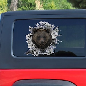 Grizzly window decal, Grizzly sticker, Grizzly car decal, brown bear car decal