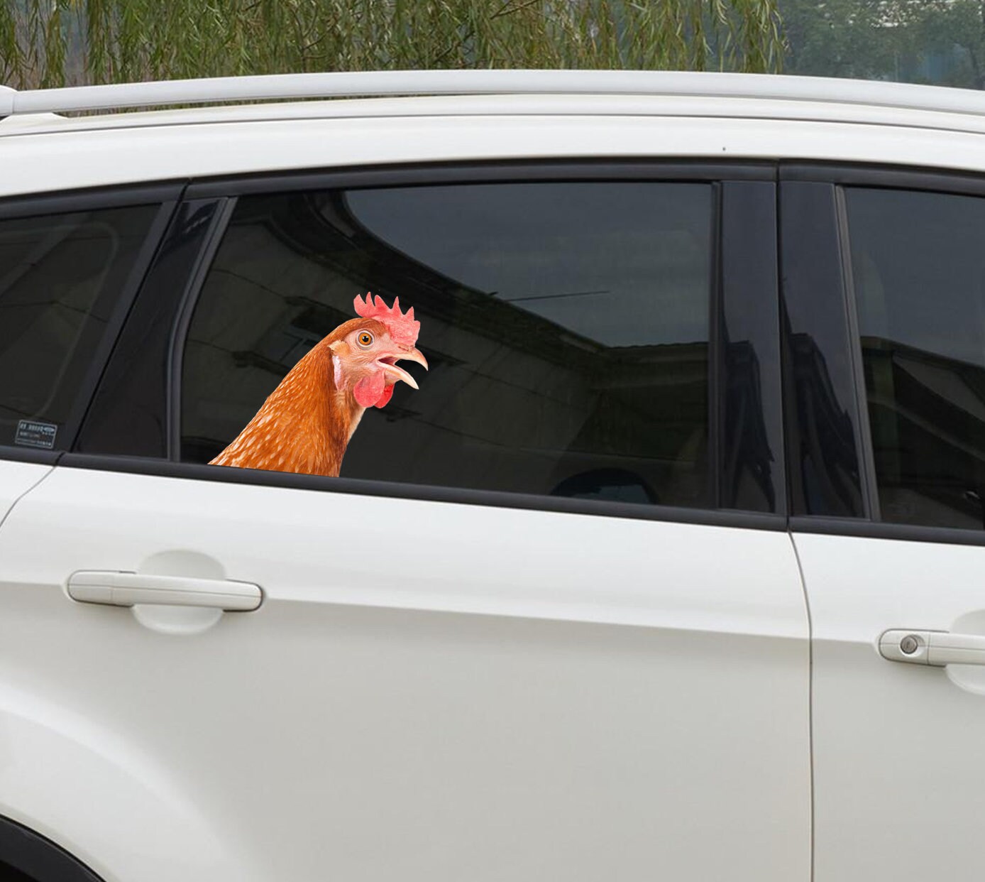 Chicken Window Sticker Red Chicken Window Sticker, Car Sticker, Red Chicken Car Decal, Funny ...