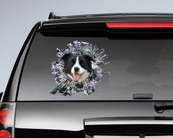 STICKER, Black and White Border collie window sticker , dog car decal, pet sticker