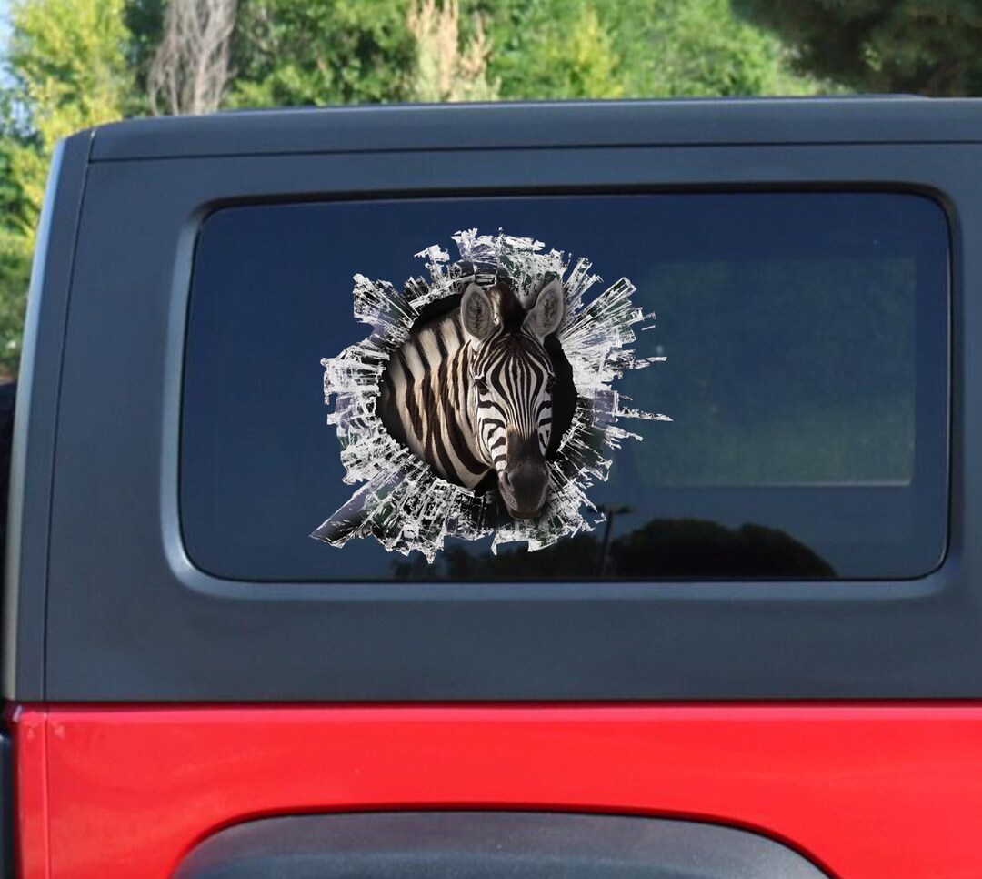 Zebra Window Sticker Car Sticker Zebra Car Decal Funny Etsy