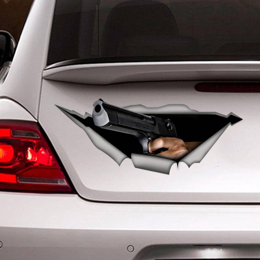 Gun Car Decal Vinyl Decal 3D Decal Funny Sticker Weapon Etsy