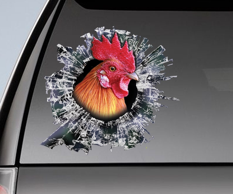 Red Rooster Window Sticker Car Sticker Rooster Car Decal Etsy