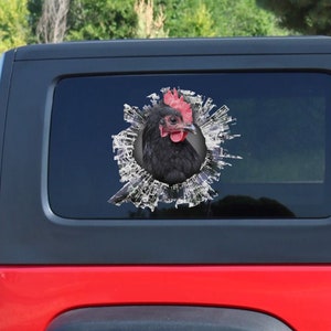 Black chicken  window sticker, car sticker,  black chicken  car decal