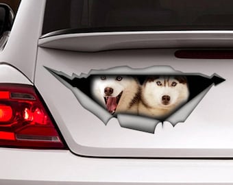 Husky car decal, Vinyl decal, car decoration, pet decal, dog sticker, dog decal