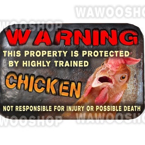 Warning DECAL / MAGNET  chicken, brown hen decal