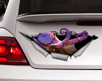 Octopus car decal, Vinyl decal, car decoration, sea  decal, Octopus sticker, 3D  decal