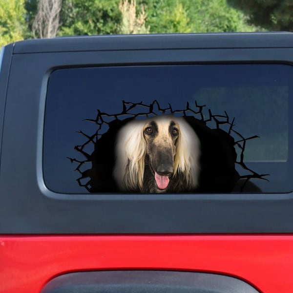 Afghan hound car decal, cracked window decal , Afghan hound car  sticker