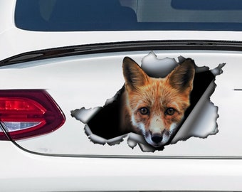 Cute red Fox car decal ,  Fox magnet,  car decoration, Red Fox sticker