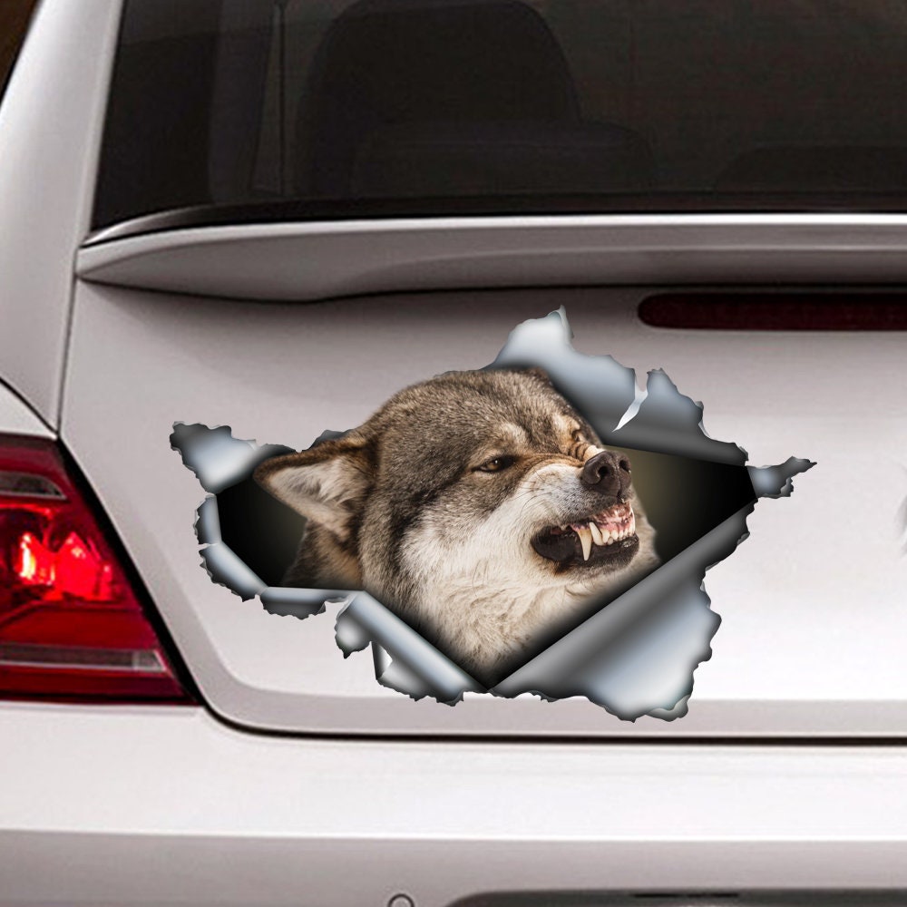 Wolf sticker Wolf bumper sticker Gift Wolf stare to the right car decal