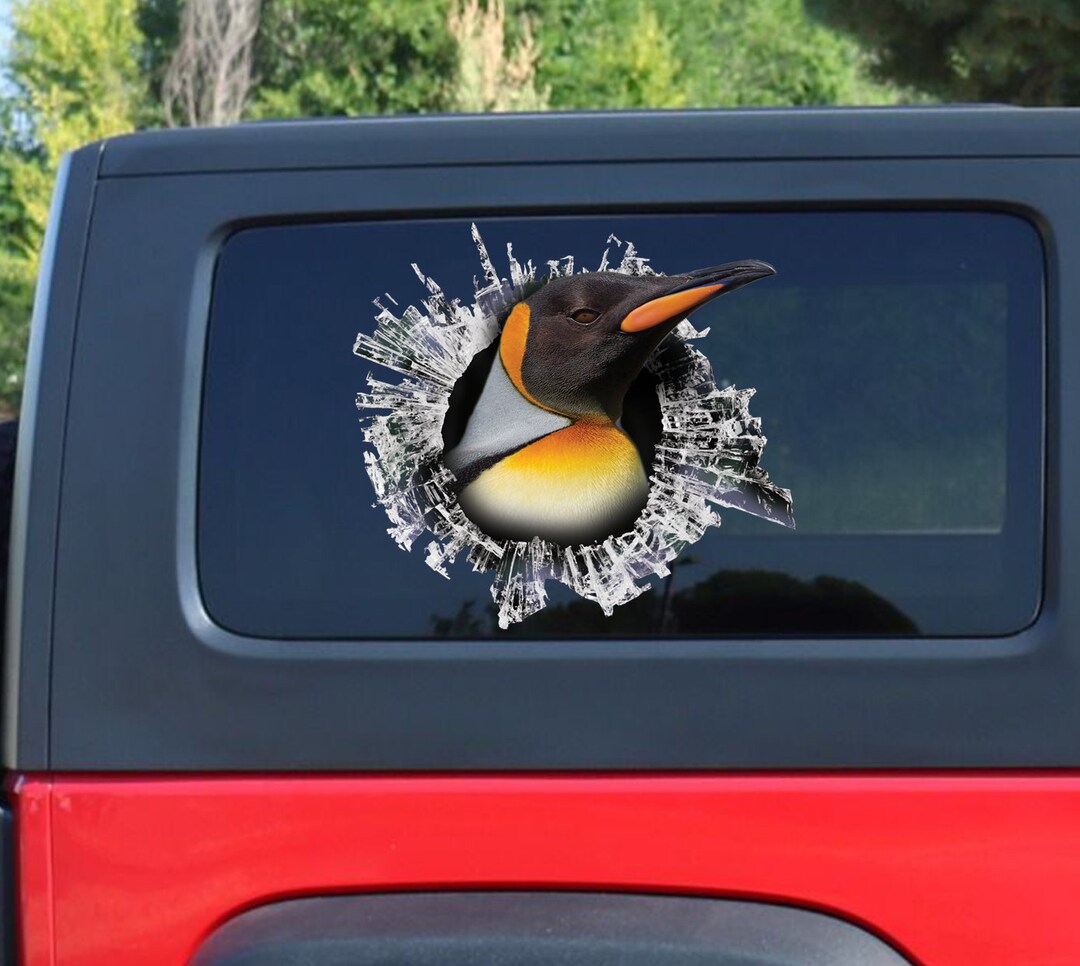 King Penguin Window Sticker, Car Sticker, Penguin Car Decal Etsy