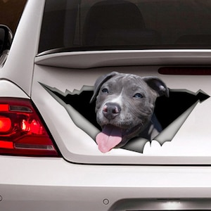 STICKER / Grey  pitbull, car decal, Vinyl decal,Pet sticker, Dog decal, Pitbull decal