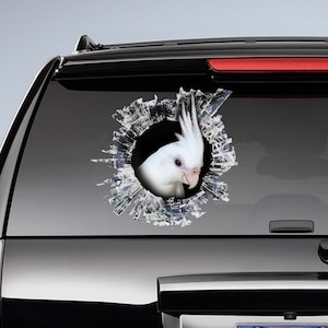 Albino Cockatiel window decal, White Cockatiel window sticker