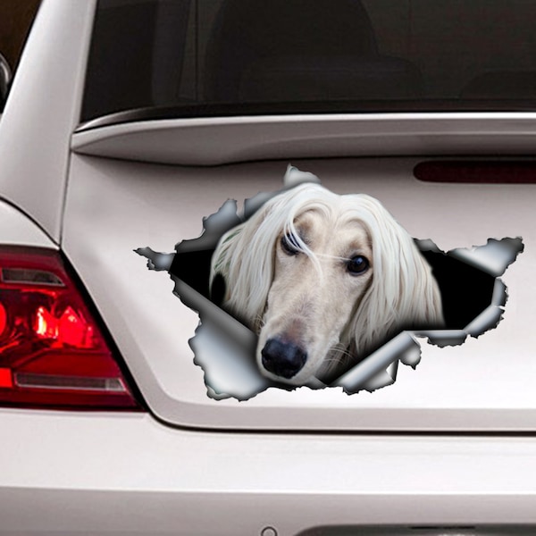 Afghan Hound car decal, Afghan Hound magnet, White Afghan Hound sticker