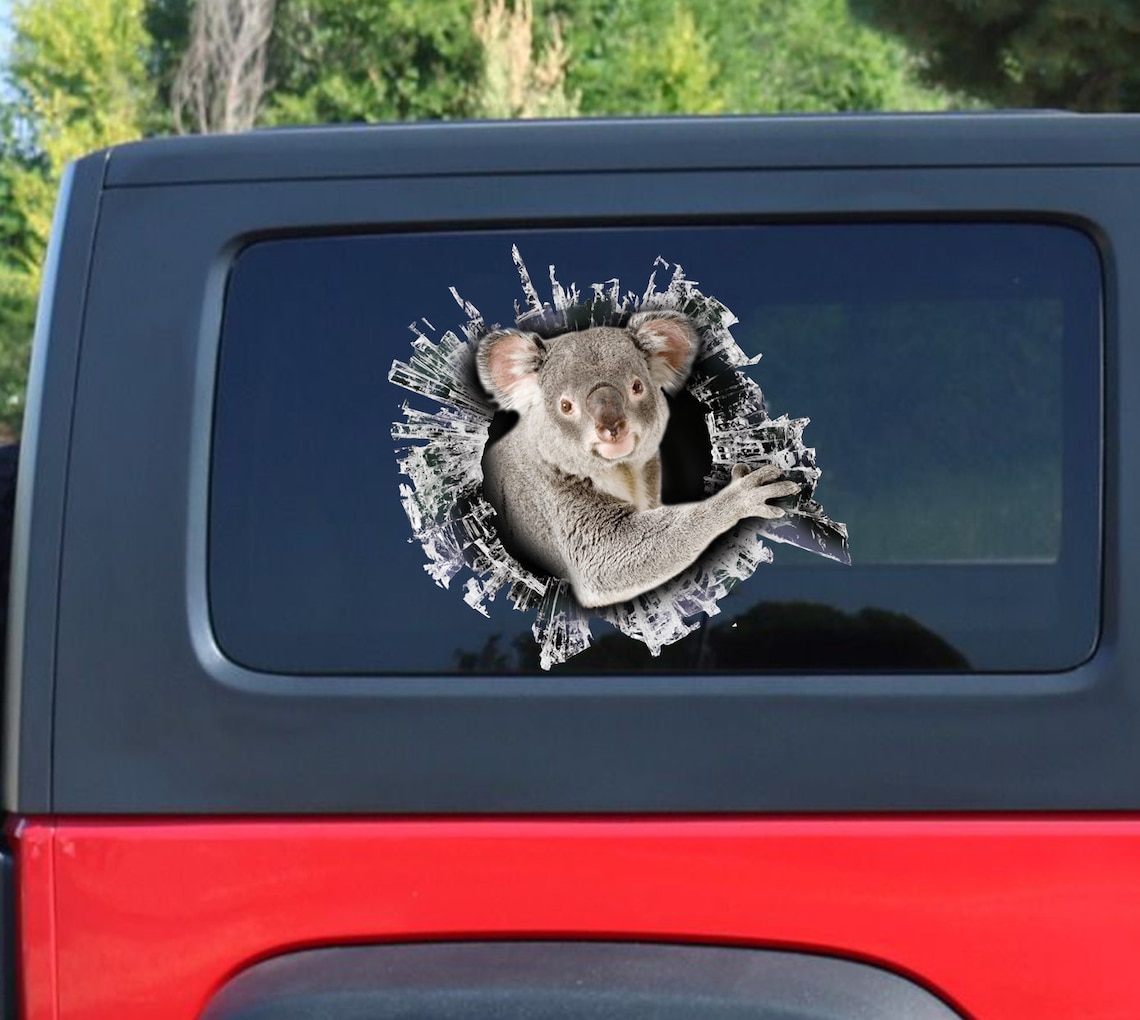Koala Window Sticker Car Sticker Koala Car Decal Funny Etsy