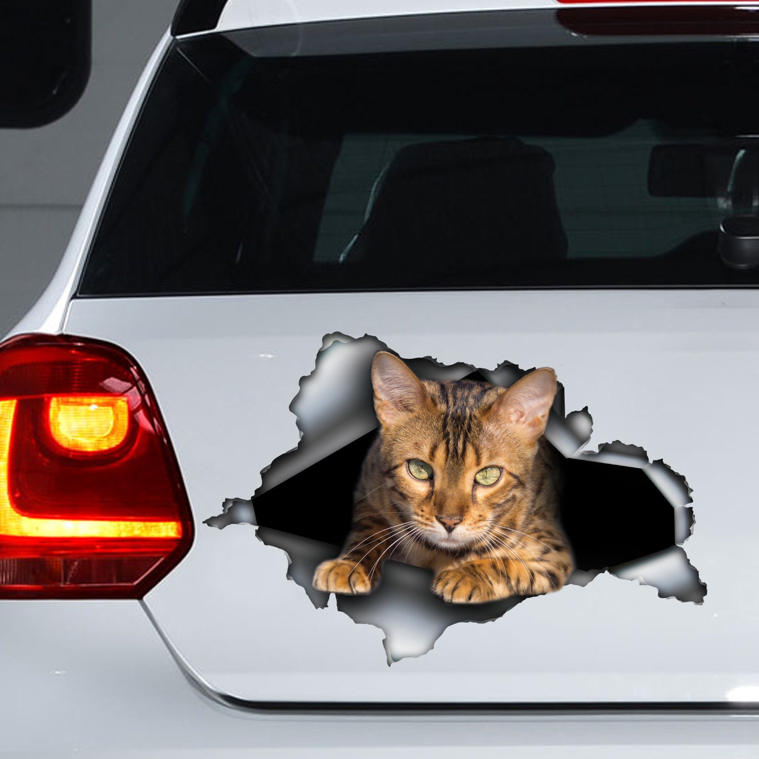 EW Designs Bengal Cat Vinyl Decal - 4 Inch Tall Cute Kitty Bumper Sticker - View #2