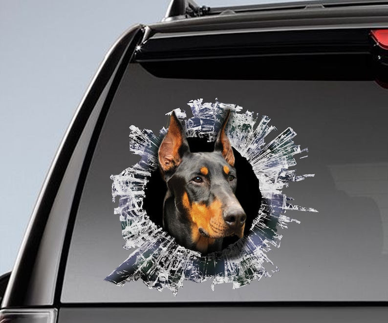 Doberman Window Sticker Car Sticker Black Doberman Car Decal Etsy