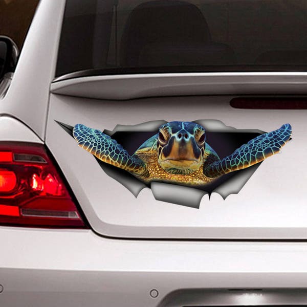 Turtle car decal, Vinyl decal, car decoration, sea  decal, Turtles sticker, 3D  decal